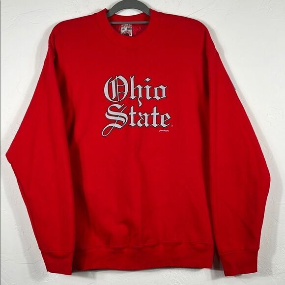 🏈🏀 Vintage 90’s OHIO STATE BUCKEYES College Heavy CREWNECK Sweatshirt Sz Lg -E - Picture 1 of 8